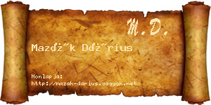 Mazák Dárius névjegykártya